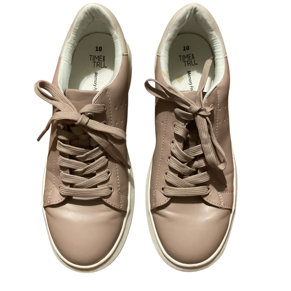Time and Tru 10 Women's Tan Everyday Wear Lace Up  Chic Sneakers